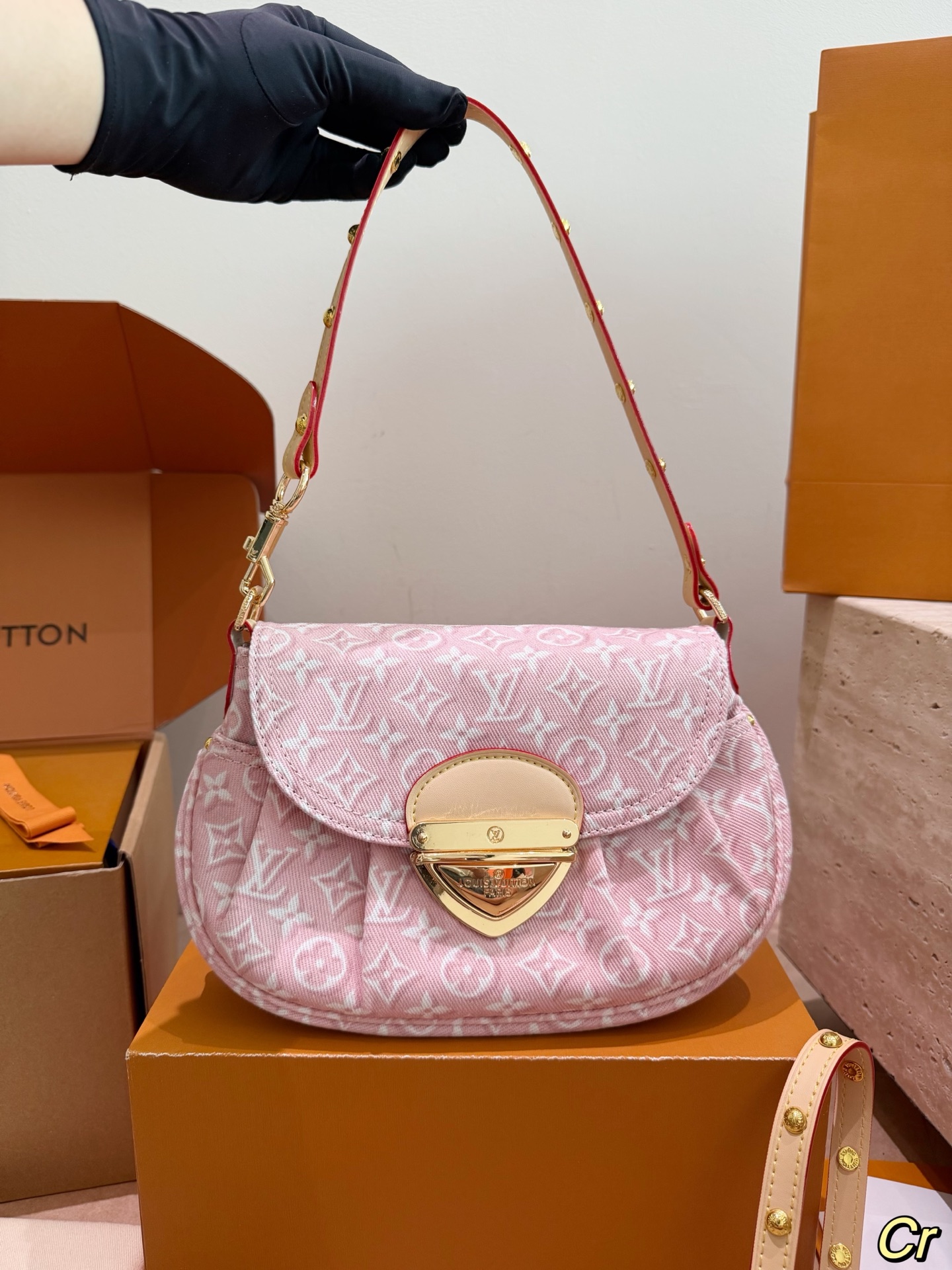 LV Luxury Monogram Handbag Monogram Canvas Denim Fabric